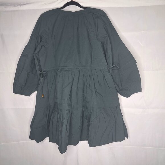 NWT Madewell Crinkle Poplin Wrap Mini Tiered Dress Women’s Medium Dark Palm - Picture 3 of 4